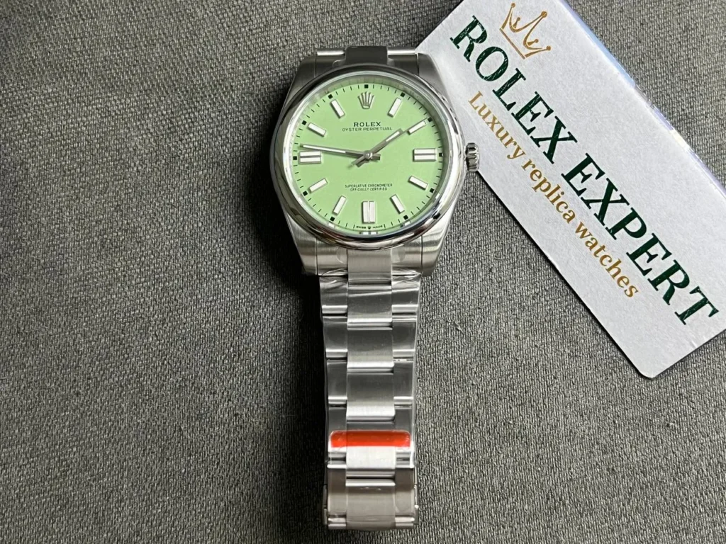 Super Clone Rolex Oyster Perpetual 277200 Pistachio Dial — dial close-up