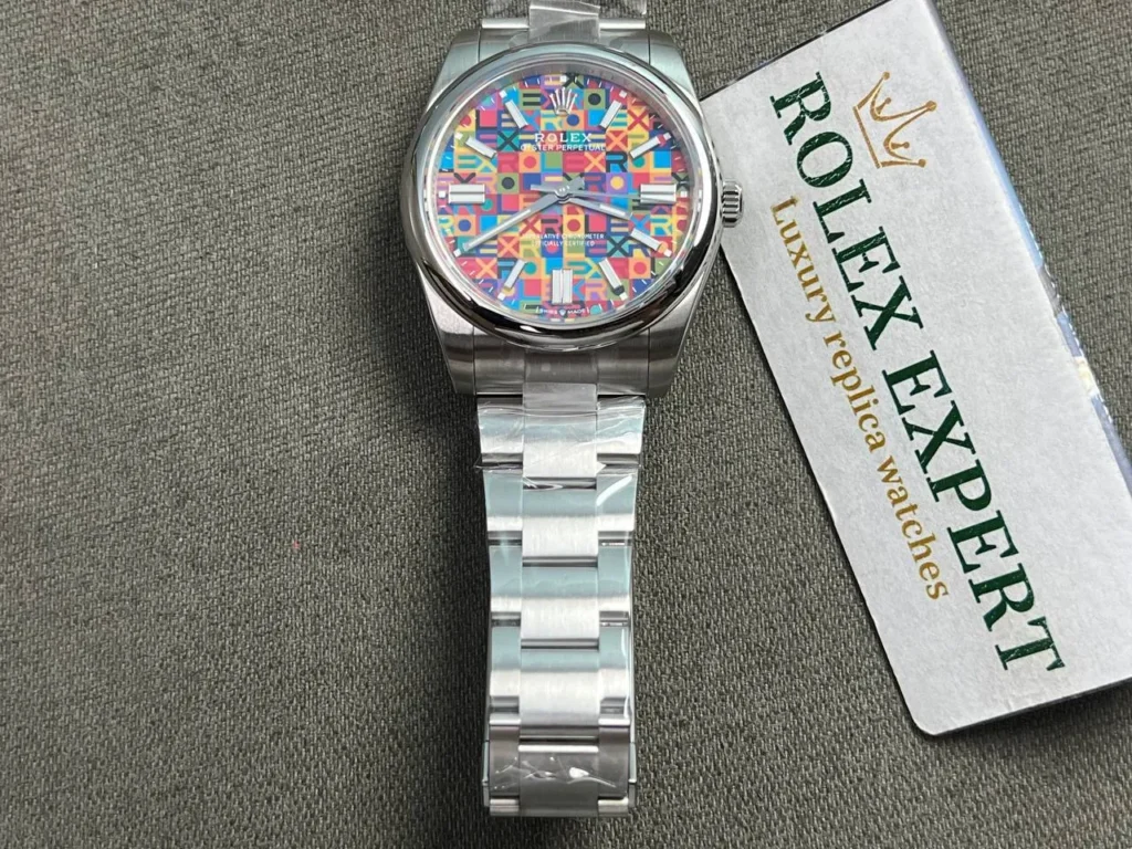 Super Clone Rolex Oyster Perpetual Jubilee Motif (2026) Super Clone — dial close-up