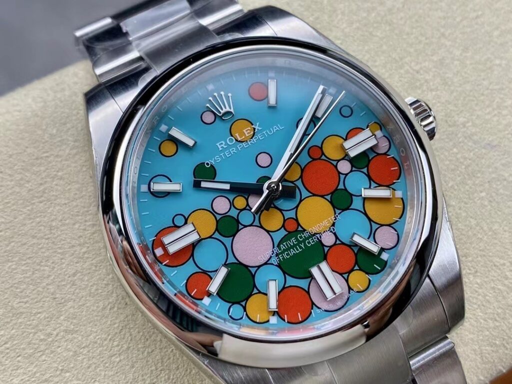 Super Clone Rolex Oyster Perpetual Turquoise Dial 124300 41 mm — dial close-up