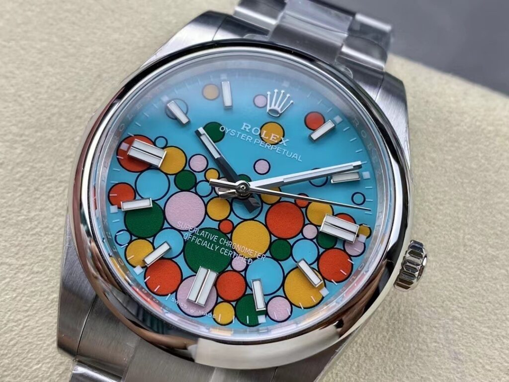 Super Clone Rolex Oyster Perpetual Turquoise Dial 124300 41 mm — case and bezel