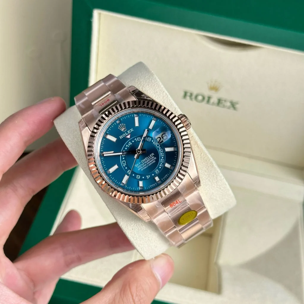 Super Clone Rolex Sky-Dweller Blue Dial 336935 (Oyster) — dial close-up