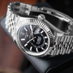 Super Clone Rolex Sky-Dweller Bright black Dial 336934 Jubilee — case and bezel