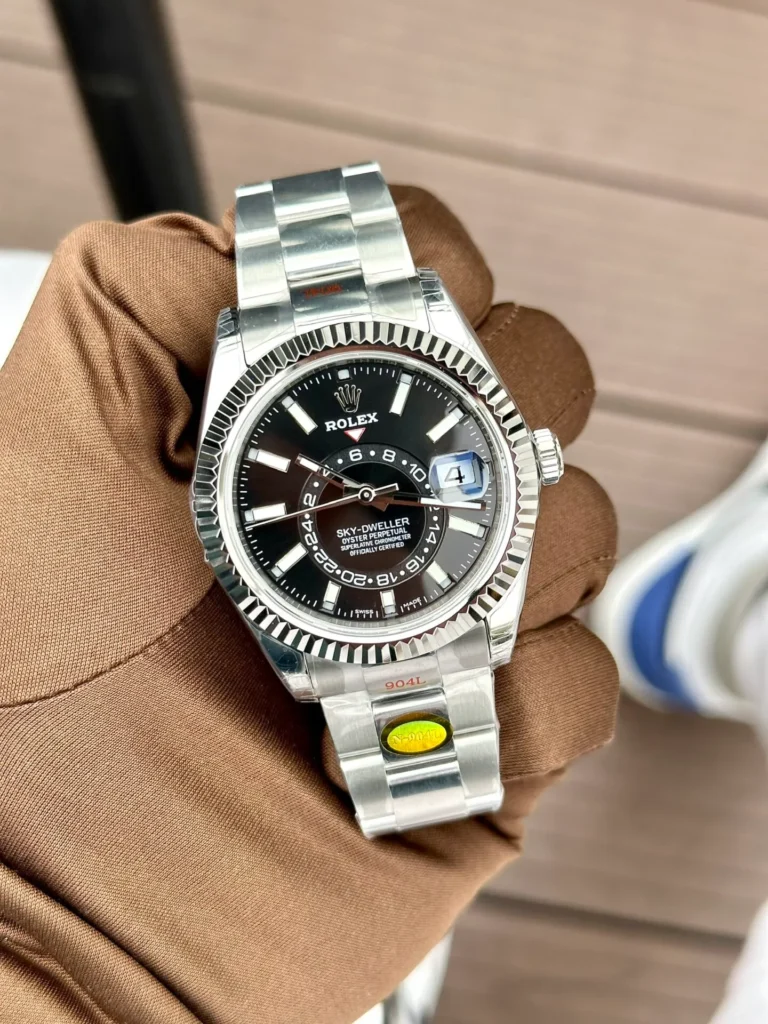 Super Clone Rolex Sky-Dweller Bright black Dial 336934 Oyster — case and bezel