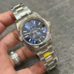 Super Clone Rolex Sky-Dweller Bright blue Dial 336934 Oyster — dial close-up
