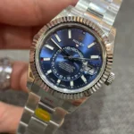 Super Clone Rolex Sky-Dweller Bright blue Dial 336934 Oyster — case and bezel