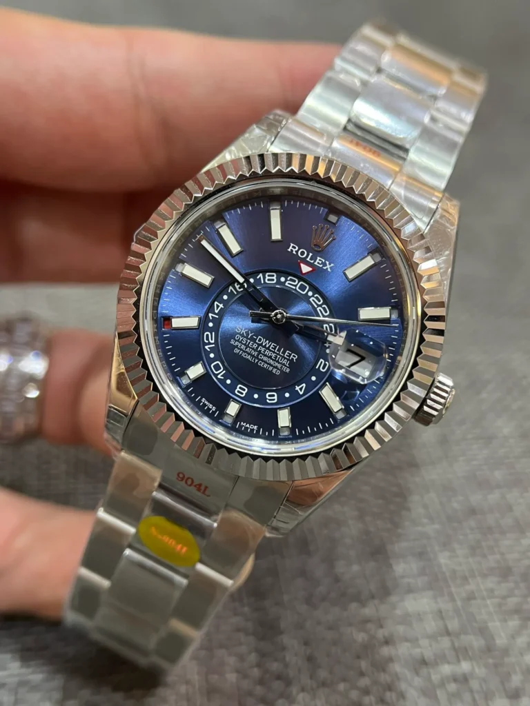 Super Clone Rolex Sky-Dweller Bright blue Dial 336934 Oyster — case and bezel