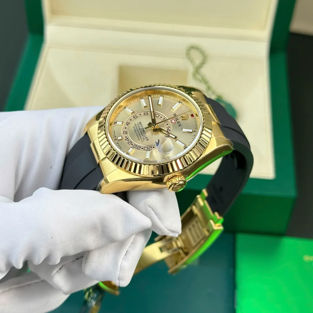 Super Clone Rolex Sky-Dweller Champagne Dial 336238 — side profile