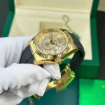 Super Clone Rolex Sky-Dweller Champagne Dial 336238 — side profile