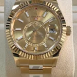 Super Clone Rolex Sky-Dweller Champagne Dial 336938 — dial close-up