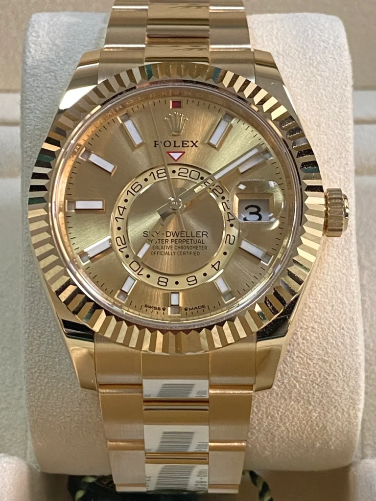 Super Clone Rolex Sky-Dweller Champagne Dial 336938 — dial close-up