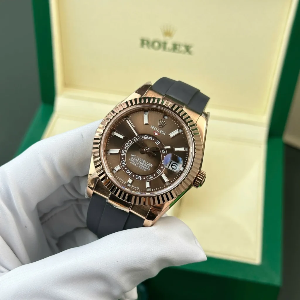 Super Clone Rolex Sky-Dweller Chocolate Dial 336235 — case and bezel