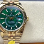 Super Clone Rolex Sky-Dweller Green Dial 336938 (Jubilee) — dial close-up