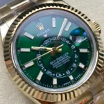 Super Clone Rolex Sky-Dweller Green Dial 336938 (Oyster) — case and bezel