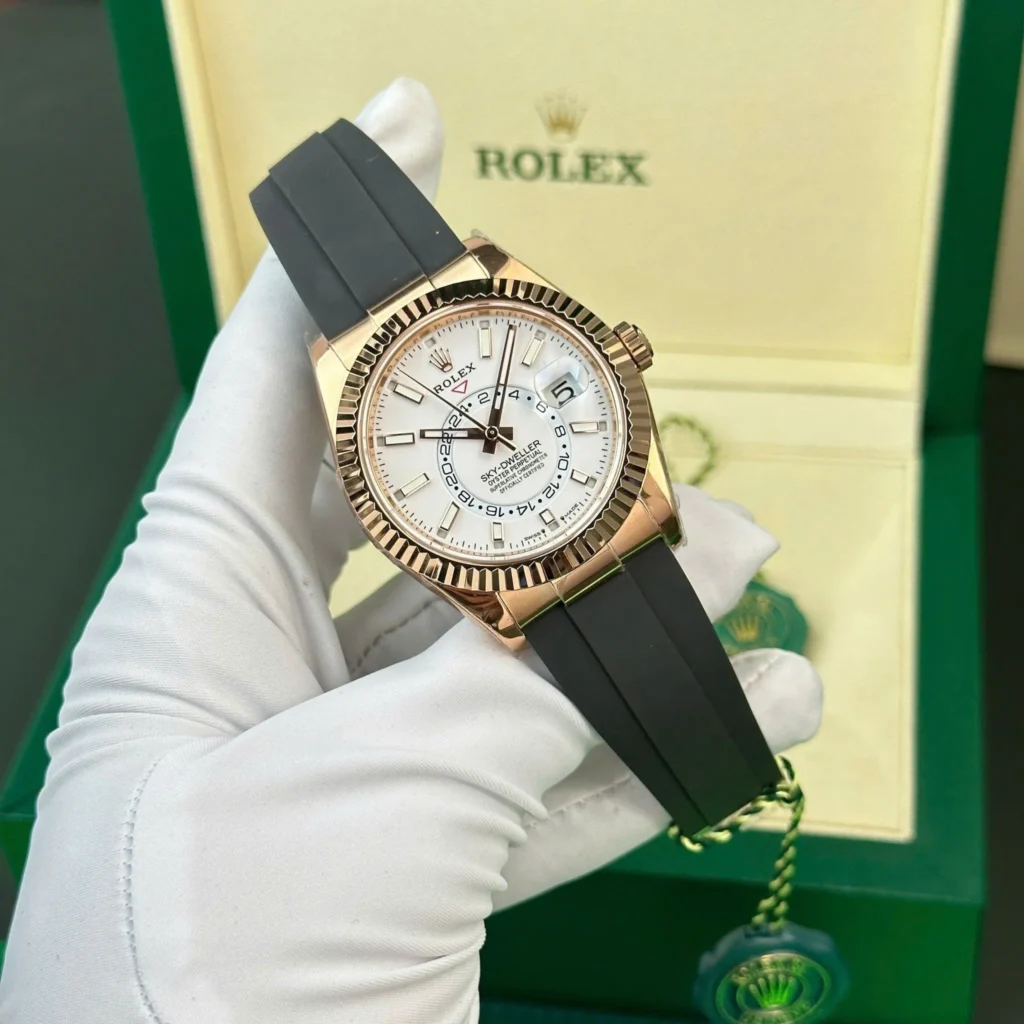 Super Clone Rolex Sky-Dweller Intense white Dial 336235 — dial close-up