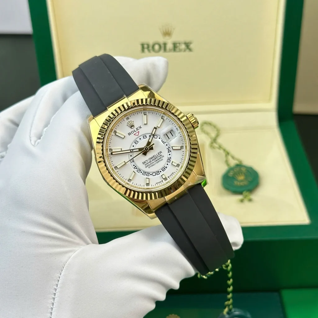 Super Clone Rolex Sky-Dweller Intense white Dial 336238 — dial close-up
