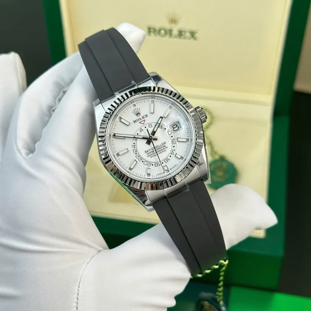 Super Clone Rolex Sky-Dweller Intense white Dial 336239 — dial close-up