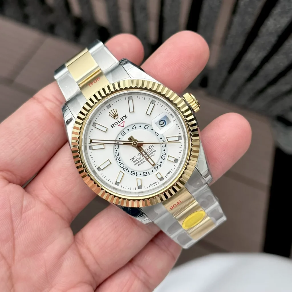 Super Clone Rolex Sky-Dweller Intense white Dial 336933 Oyster — case and bezel