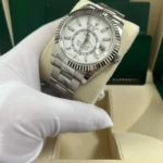 Super Clone Rolex Sky-Dweller Intense white Dial 336934 — dial close-up