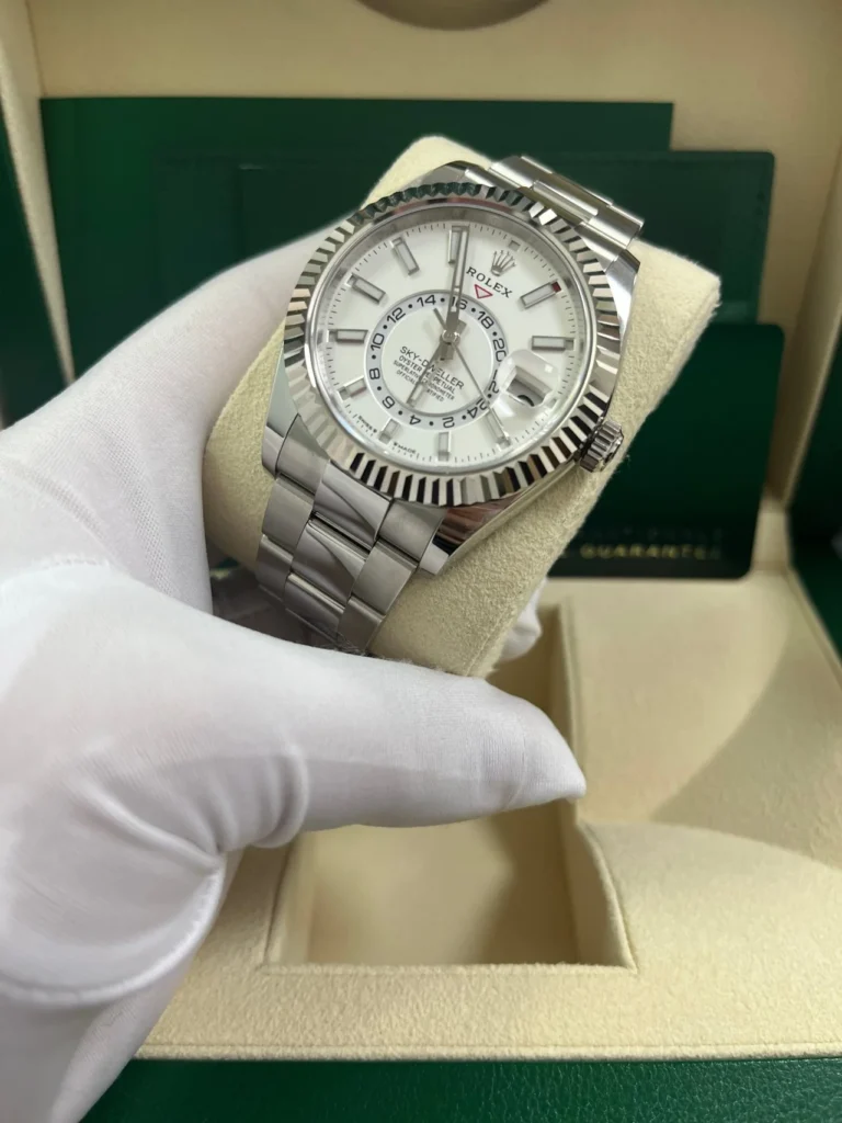 Super Clone Rolex Sky-Dweller Intense white Dial 336934 — dial close-up