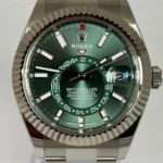 Super Clone Rolex Sky-Dweller Mint green Dial 336934 Oyster — dial close-up