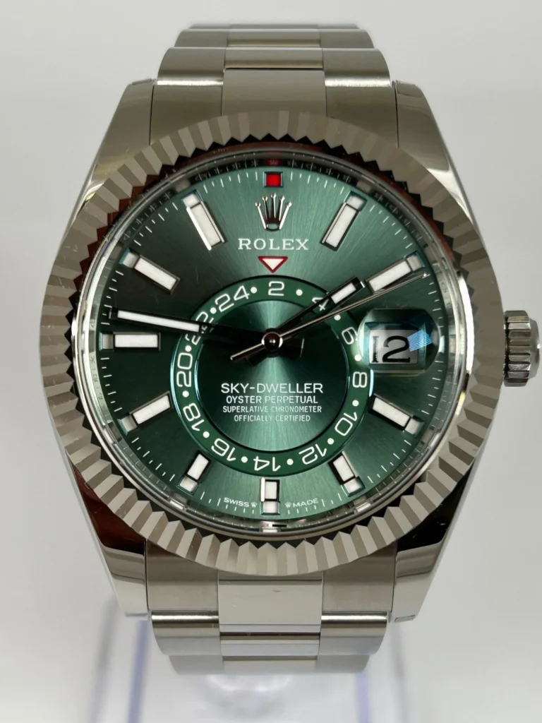 Super Clone Rolex Sky-Dweller Mint green Dial 336934 Oyster — dial close-up