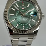 Super Clone Rolex Sky-Dweller Mint green Dial 336934 Oyster — case and bezel