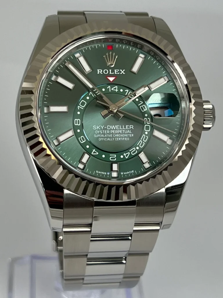 Super Clone Rolex Sky-Dweller Mint green Dial 336934 Oyster — case and bezel