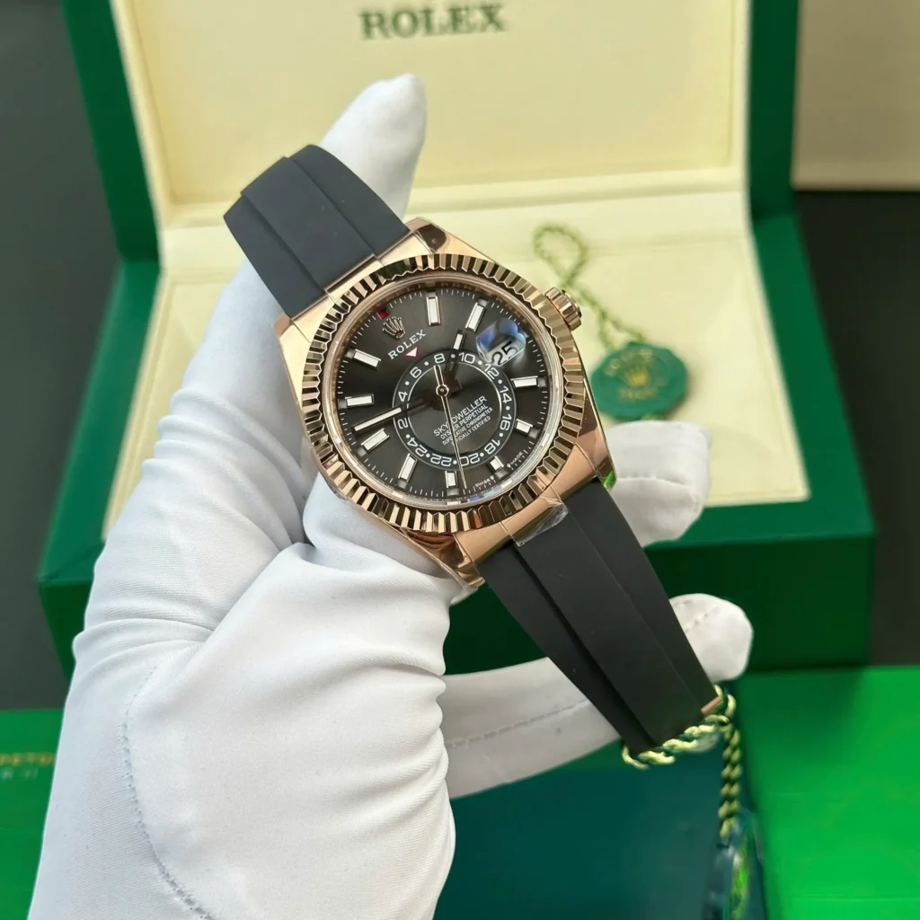 Super Clone Rolex Sky-Dweller Slate Dial 336235 — dial close-up