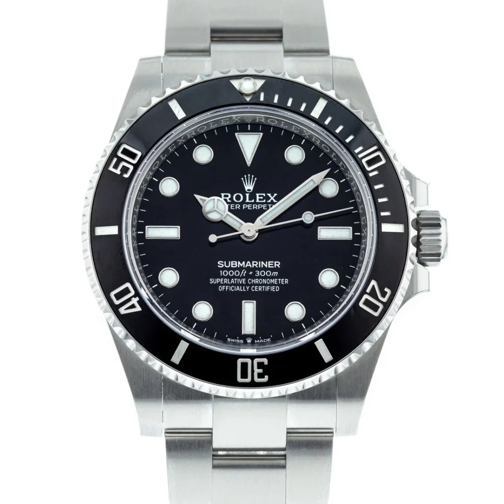 Super Clone Rolex Submariner Black Dial 124060 No-Date — dial close-up