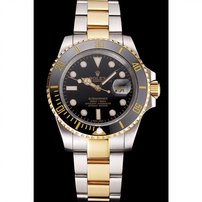 Super Clone Rolex Submariner Black Dial PR16233BG — dial close-up