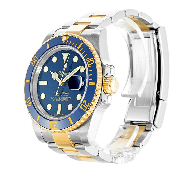 Super Clone Rolex Submariner Blue Dial 116613LB “Bluesy” — dial close-up