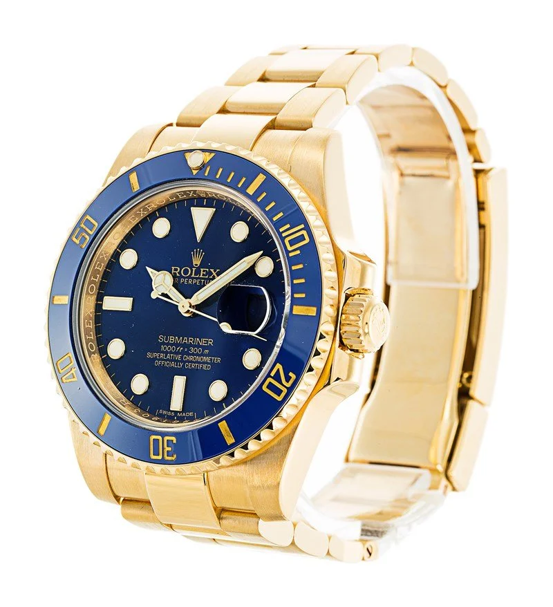 Super Clone Rolex Submariner Blue Dial 116618LB — dial close-up
