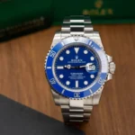 Super Clone Rolex Submariner Blue Dial 116619LB “Smurf” — dial close-up