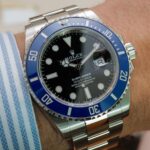 Super Clone Rolex Submariner “Cookie Monster” Black Dial 126619LB — on leather display