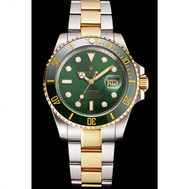 Super Clone Rolex Submariner Green Dial PR16233GRG — dial close-up