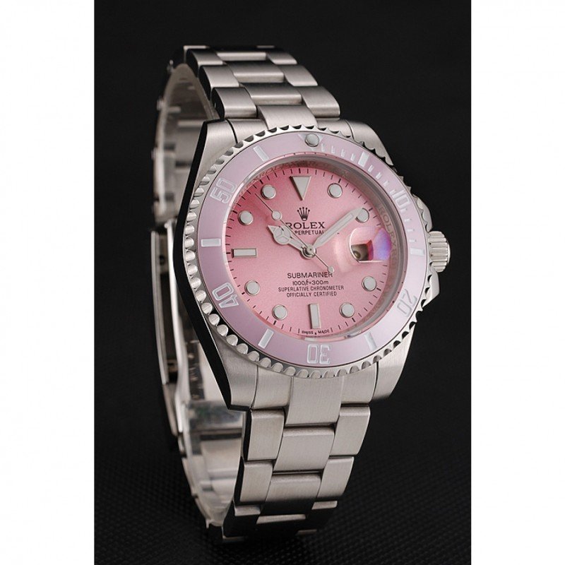Super Clone Rolex Submariner Pink Dial 1453980 — dial close-up