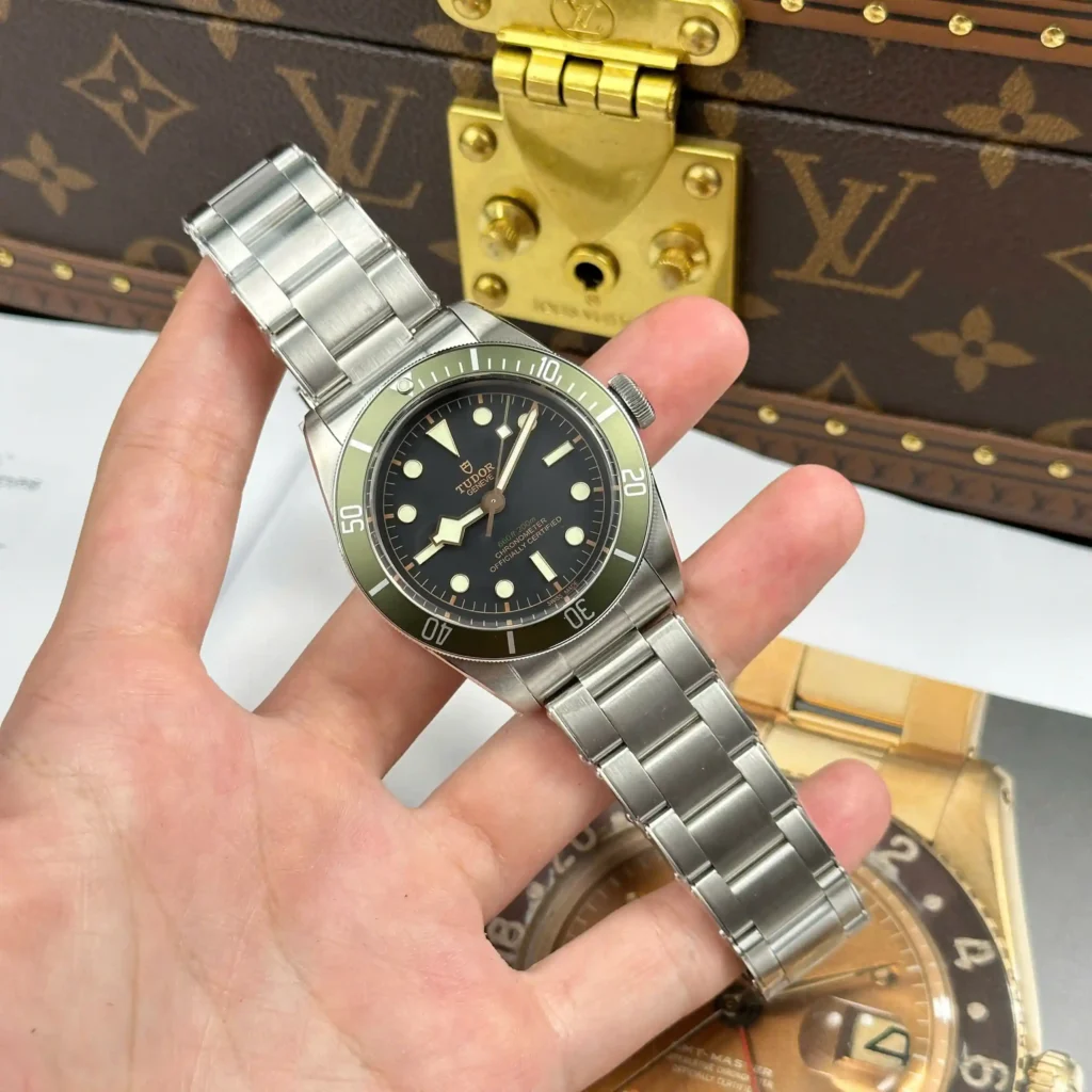Super Clone Tudor Black Dial Titanium — dial close-up