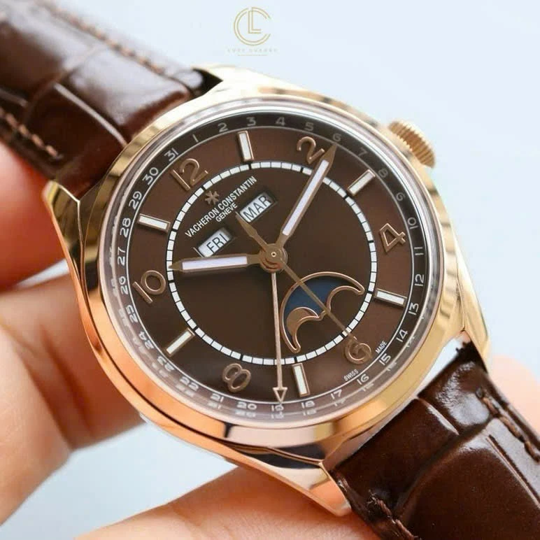 Super Clone Vacheron Constantin FiftySix Complete Calendar 4000E/000R-B065 41mm Rose Gold — dial close-up