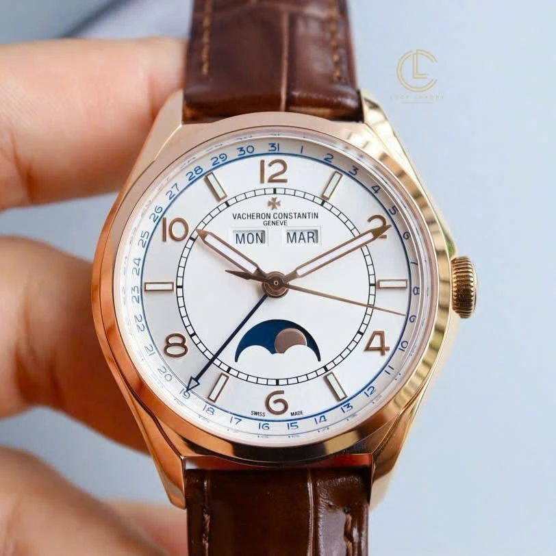Super Clone Vacheron Constantin FiftySix Complete Calendar 4000E/000R-B438 40mm Rose Gold — dial close-up