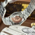 Super Clone Vacheron Constantin Blue Dial Steel — on leather display