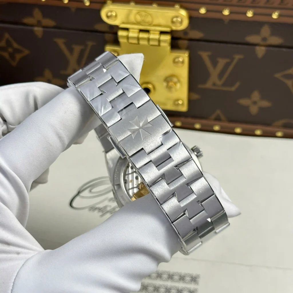 Super Clone Vacheron Constantin 41mm Steel — on leather display