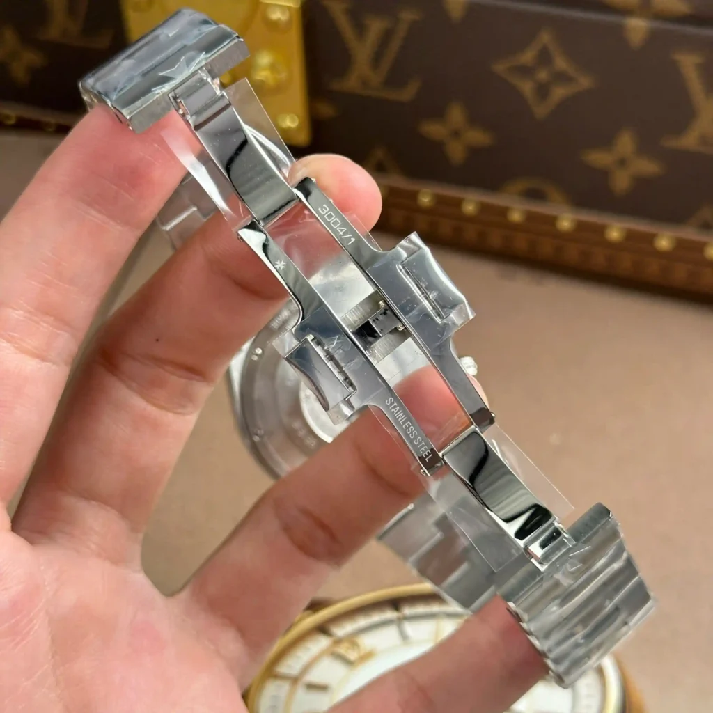 Super Clone Vacheron Constantin 42mm Steel — on leather display