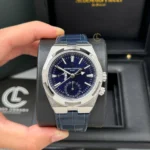Super Clone Vacheron Constantin Overseas Dual Time 7900V 41mm Blue Dial — case and bezel