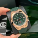 Super Clone Vacheron Constantin Overseas Dual Time 7900V 41mm Green Dial Rose Gold — side profile