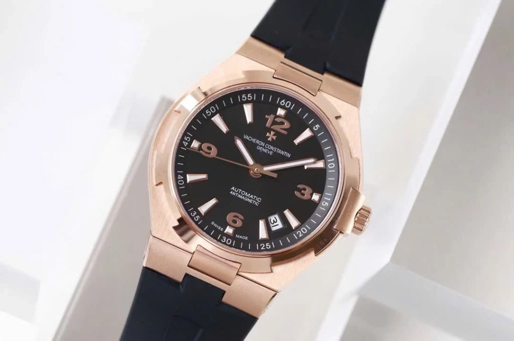 Super Clone Vacheron Constantin Overseas Rose Gold Black Dial Number Roman 42mm — bracelet detail