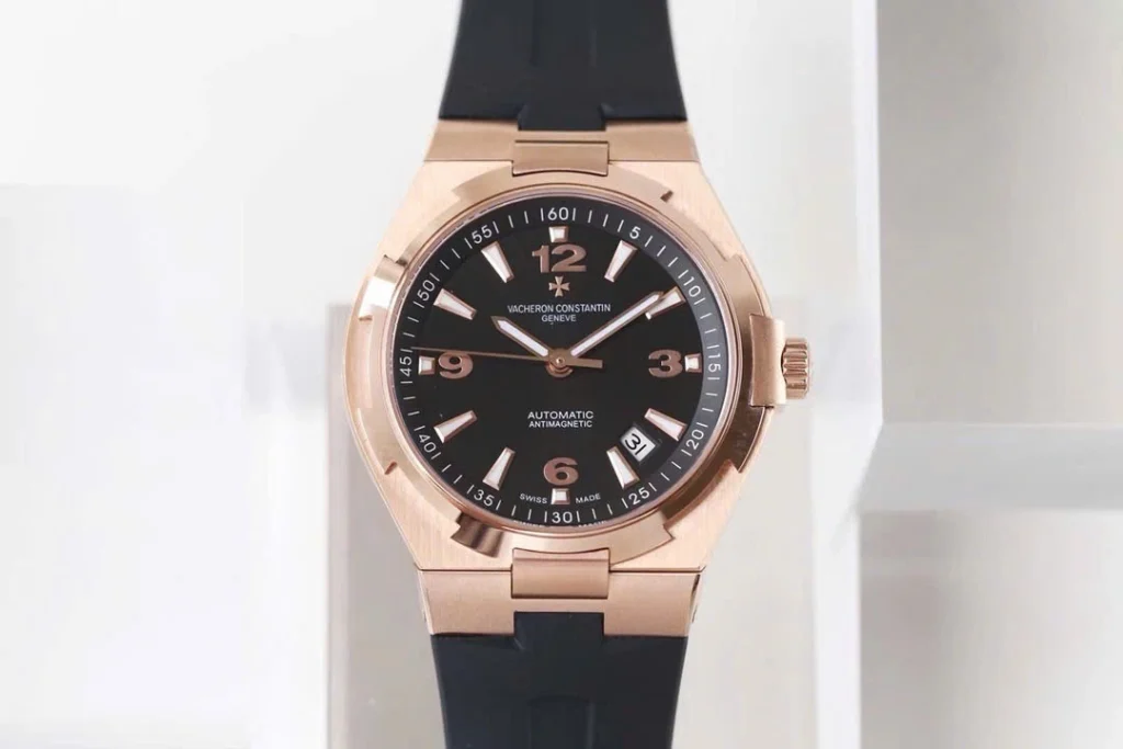 Super Clone Vacheron Constantin Overseas Rose Gold Black Dial Number Roman 42mm — clasp and links