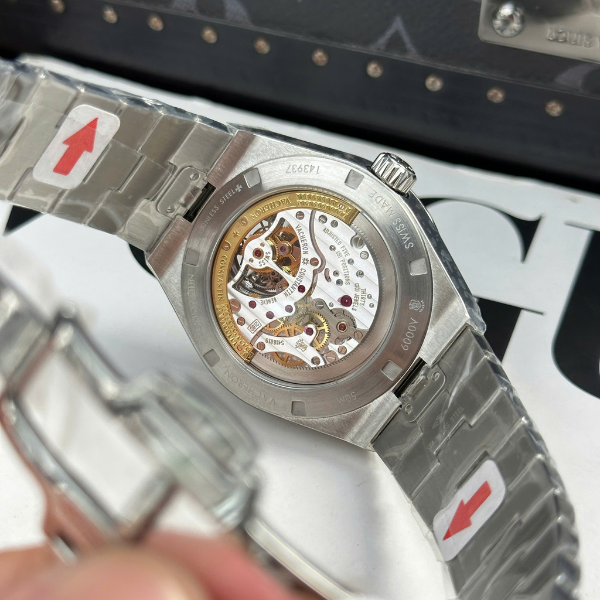 Super Clone Vacheron Constantin Steel — on leather display