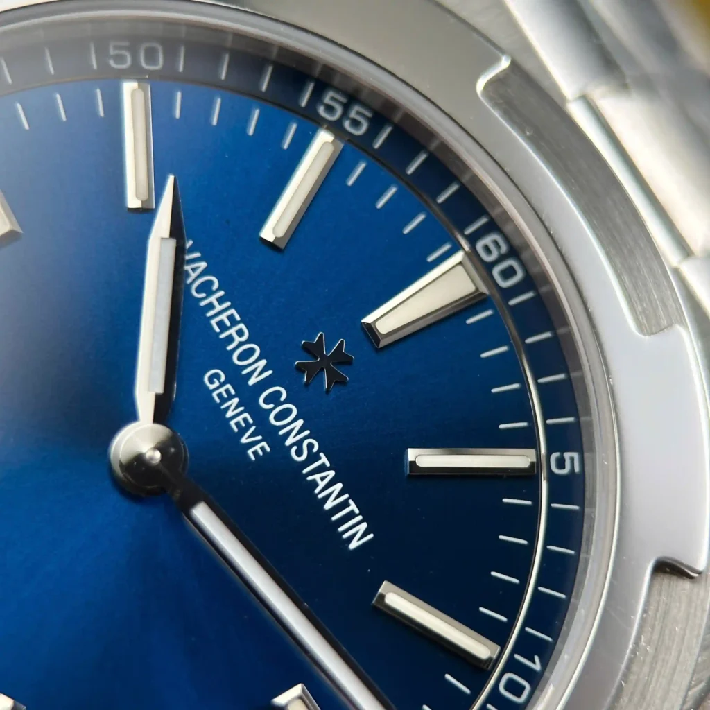 Super Clone Vacheron Constantin Blue Dial Steel — case and bezel