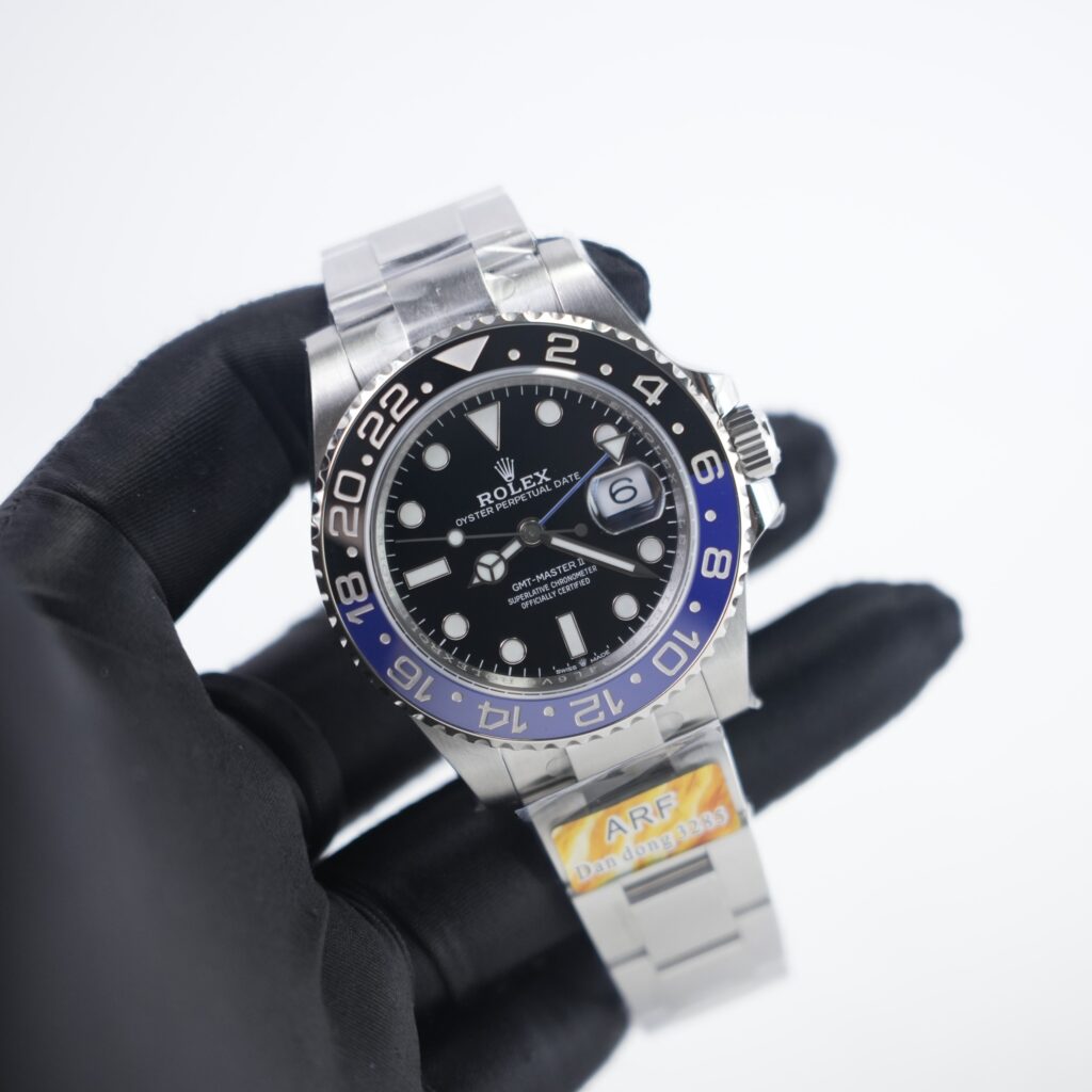 Super Clone Rolex GMT-Master II 126710BLNR “Batman” — dial close-up