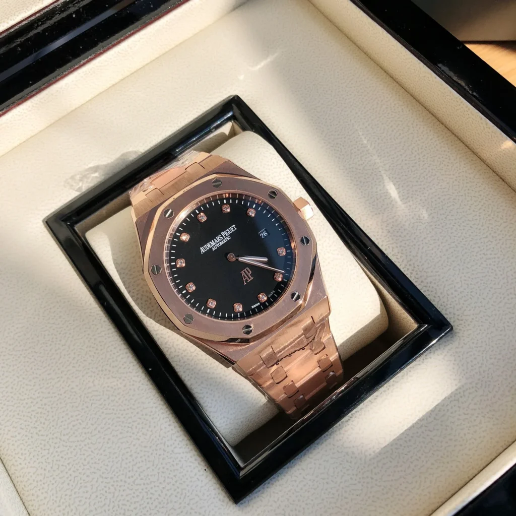 Super Clone Audemars Piguet Royal Oak “Jumbo” Extra-Thin 15207OR.OO.1240OR.01 39mm Black Dial Rose Gold –